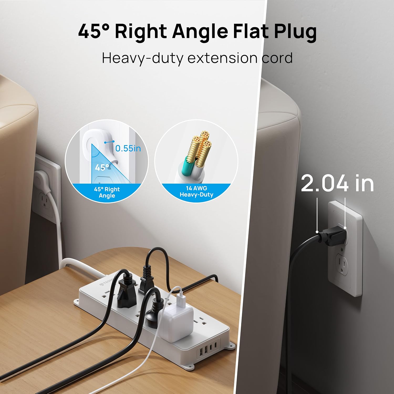 Detalle 1 de TROND Prime VIII Surge Protector Power Bar, 10 Outlets, 4 USB Ports