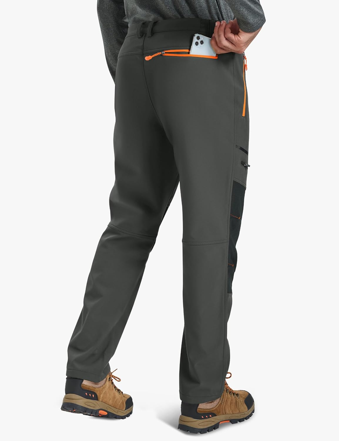 Detalle de TACVASEN Men's Outdoor Winter Trousers: Fleece Softshell, Wind and Water-Resistant Hiking Trousers