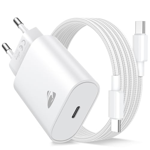 Detalle de Caricatore USB-C da 20 W Yosou con cavo da 2 m – ricarica rapida sicura per iPhone 17/16/15, Samsung Galaxy e altri dispositivi USB-C