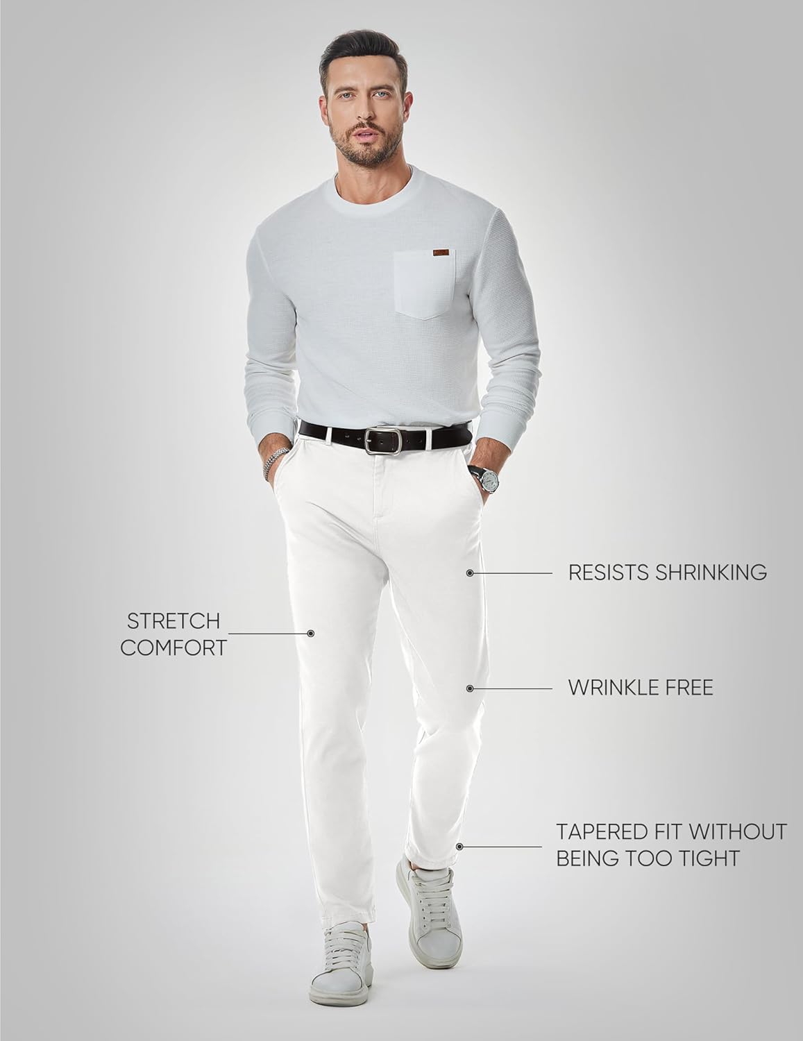 Thumbnail 6 de JMIERR Men's Chino Pants: Casual Elastic Waist, Tapered Fit for Everyday Comfort