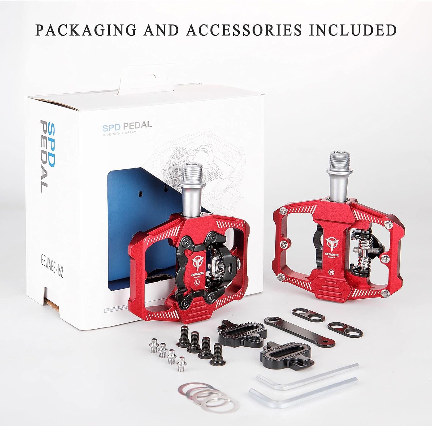 Thumbnail 6 de GEWAGE pedali per bicicletta SPD doppio lato con piattaforma antiscivolo e 9/16”