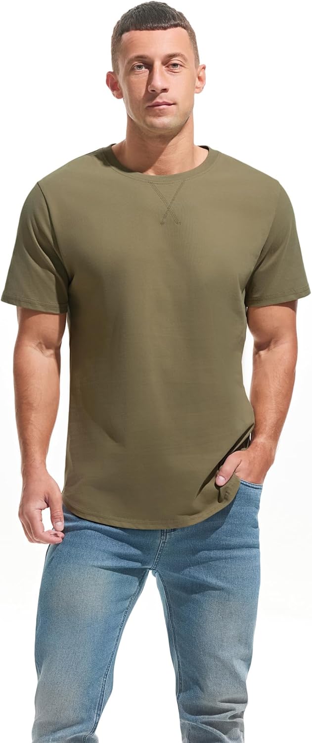 Thumbnail 1 de VEIISAR Herren Dickes Rundhals-T-Shirt aus 100% Baumwolle – Heavy Duty, Preshrunk, Longline
