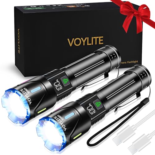 Detalle de Voylite Lot de 2 Lampe Torche LED Rechargeable — 1 000 000 LM, portée 1500 m