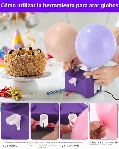 Detalle 2 de Inflador de globos eléctrico Yulado 400W: bomba portátil de doble boquilla para fiestas