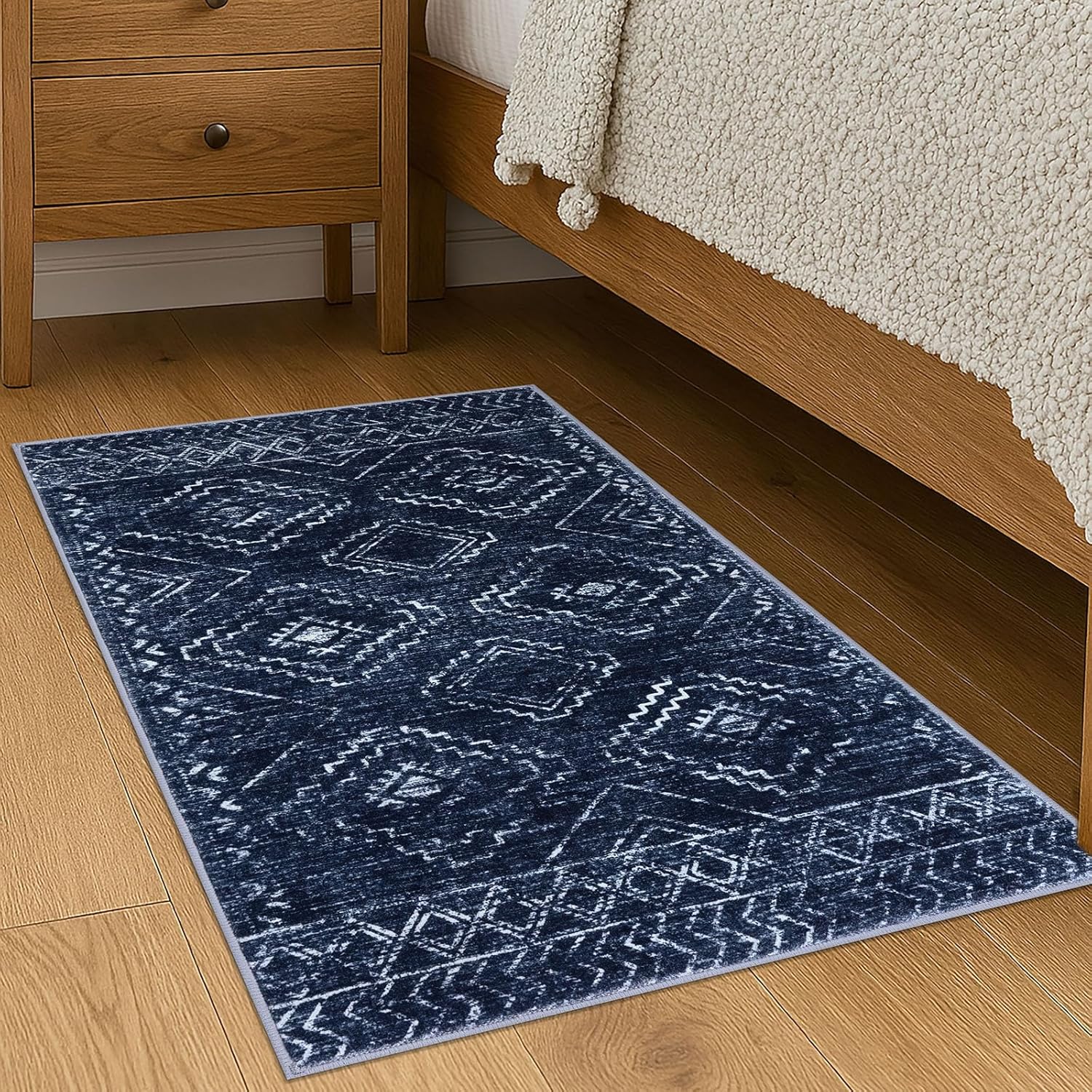Thumbnail 2 de KILOCOCO Boho Entryway Rug 2x3 (Dark Blue Geometric) — Machine Washable Non-Slip Kitchen & Door Mat
