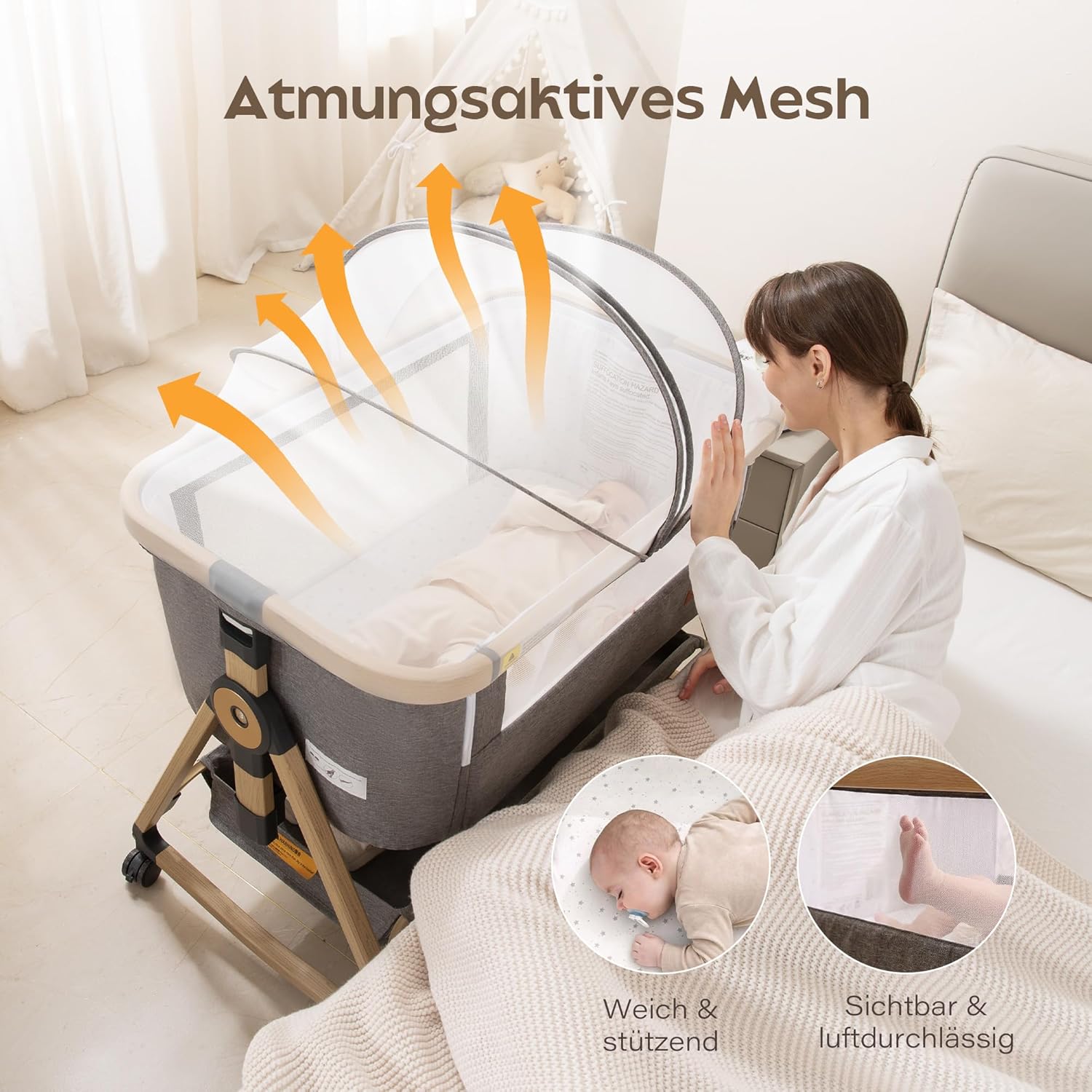 Detalle 1 de Maydolly 3-in-1 Baby Beistellbett bis 15 kg