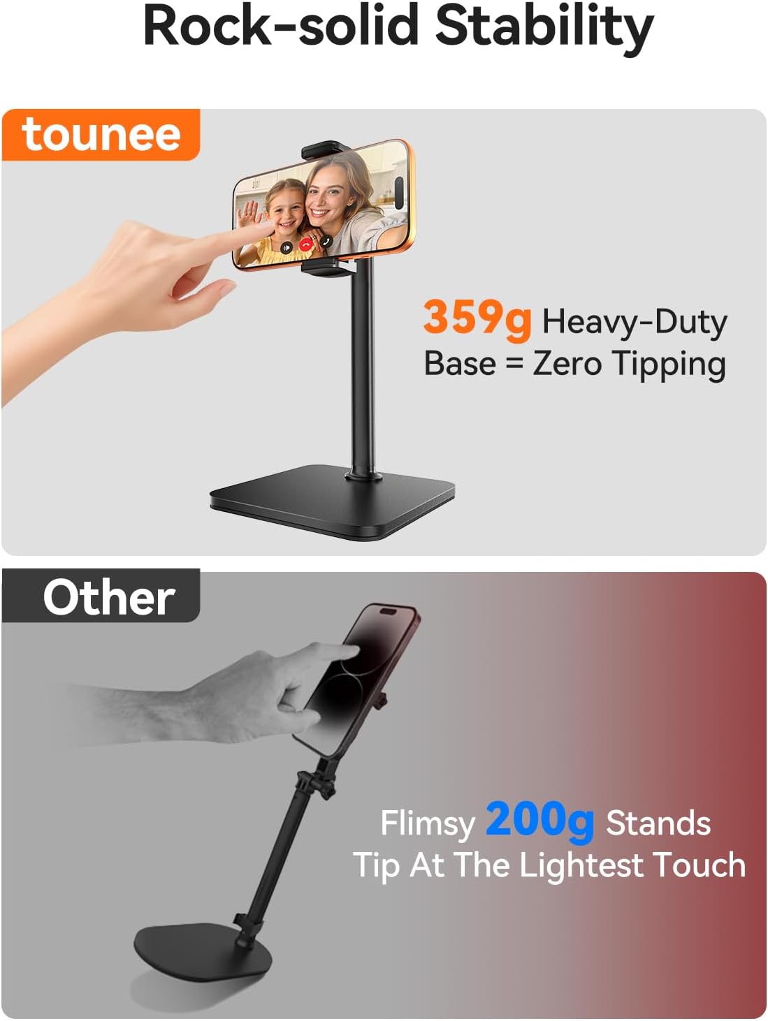 Thumbnail 3 de tounee PS03 telefoonhouder voor bureau, verstelbaar en draaibaar