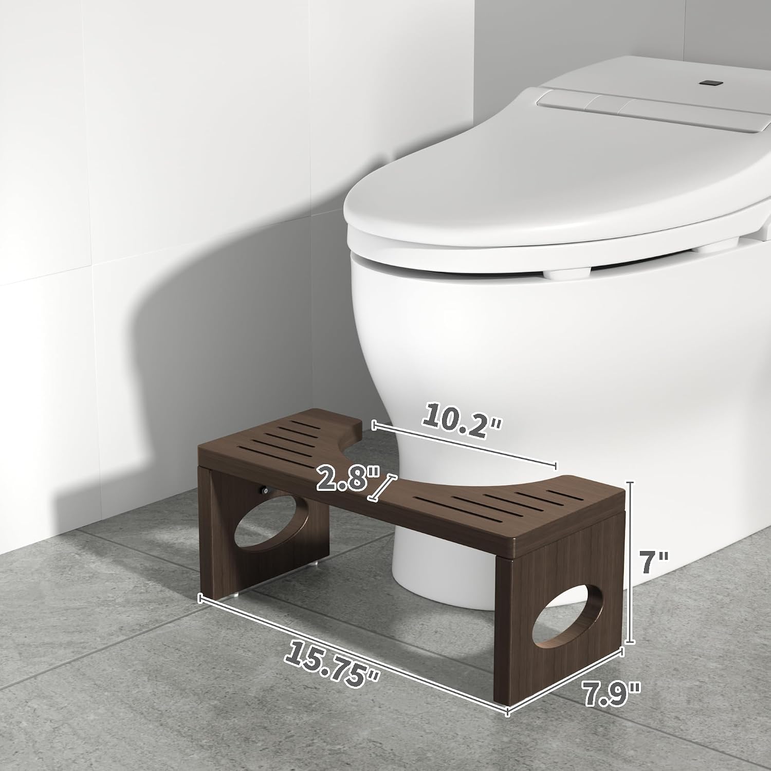 Thumbnail 4 de ROMGUAR CRAFT RAY-8695Z Bamboo Toilet Stool, 7-Inch Foldable Brown