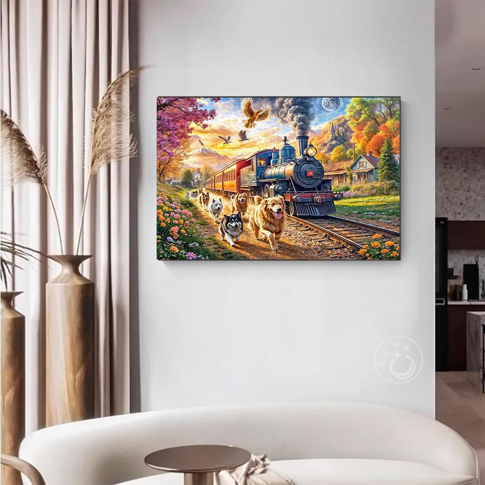 Thumbnail 6 de HUADADA 1000-Piece Jigsaw Puzzle for Adults — Happy Train, 70 x 50 cm
