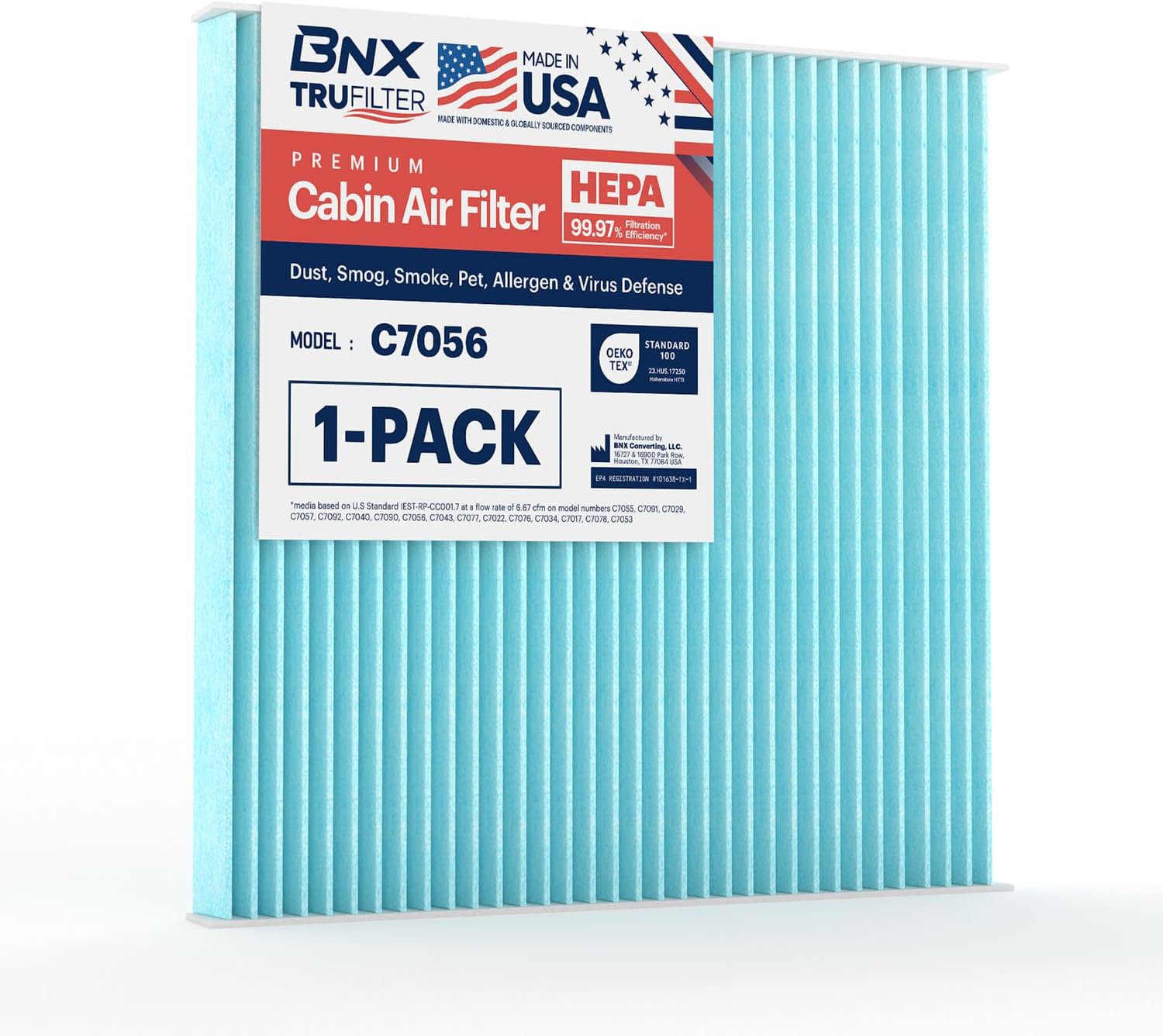 Detalle de BNX TruFilter C7056 Cabin Air Filter HEPA 99.97% 🧩