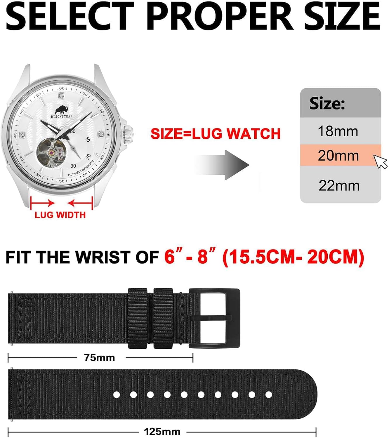 Thumbnail 4 de BISONSTRAP Nylon Armband 20mm