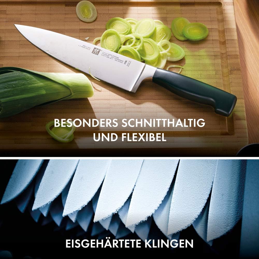 Detalle de ZWILLING Vier Sterne SharpBlock Messerblock 7-teilig mit selbstschärfenden Messern und Keramik-Schleifsteinen (Grau)