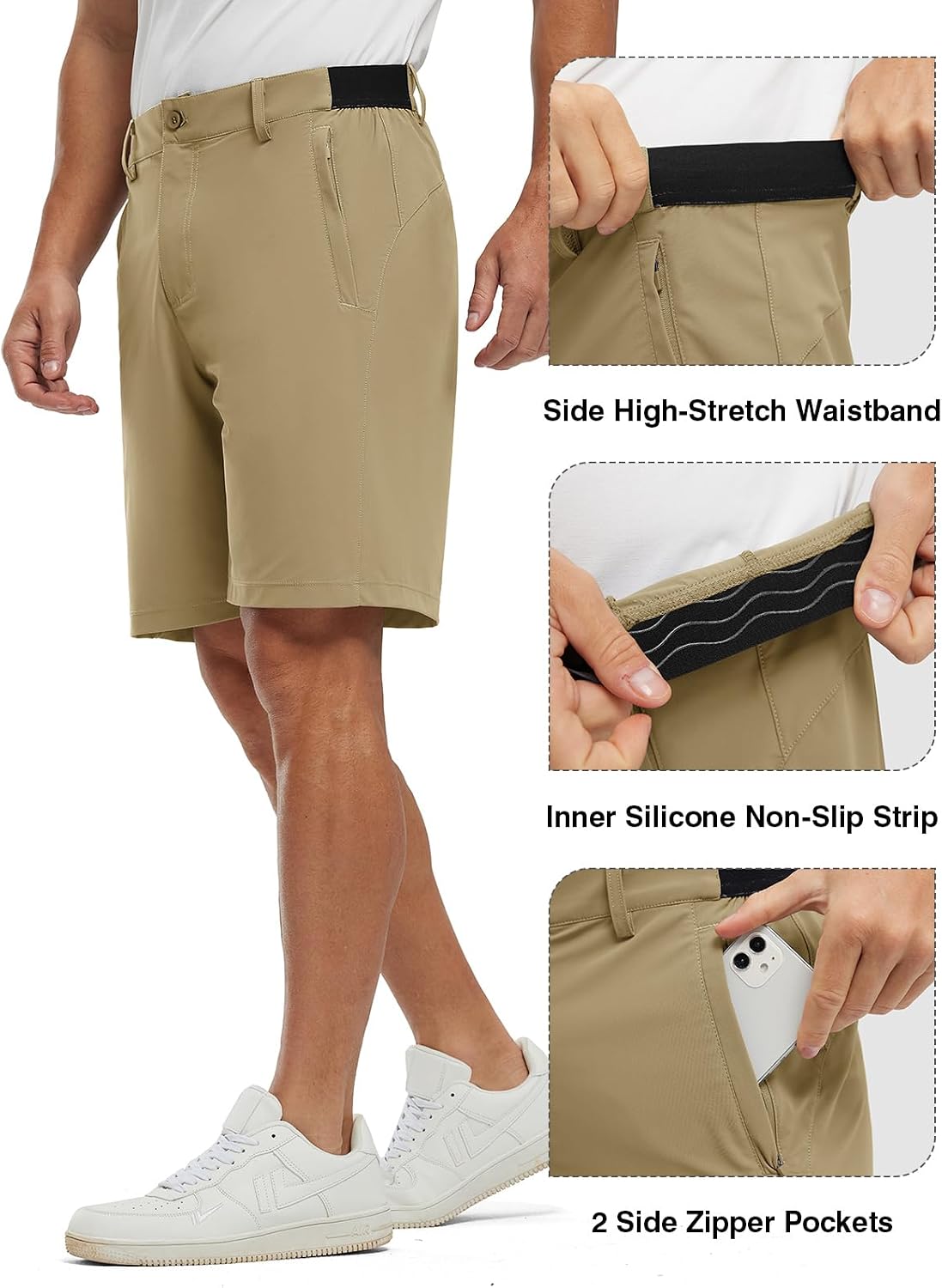 Detalle de TBMPOY Men's 9" Golf Shorts: Stretch, Quick Dry, and Practical for Work or Play