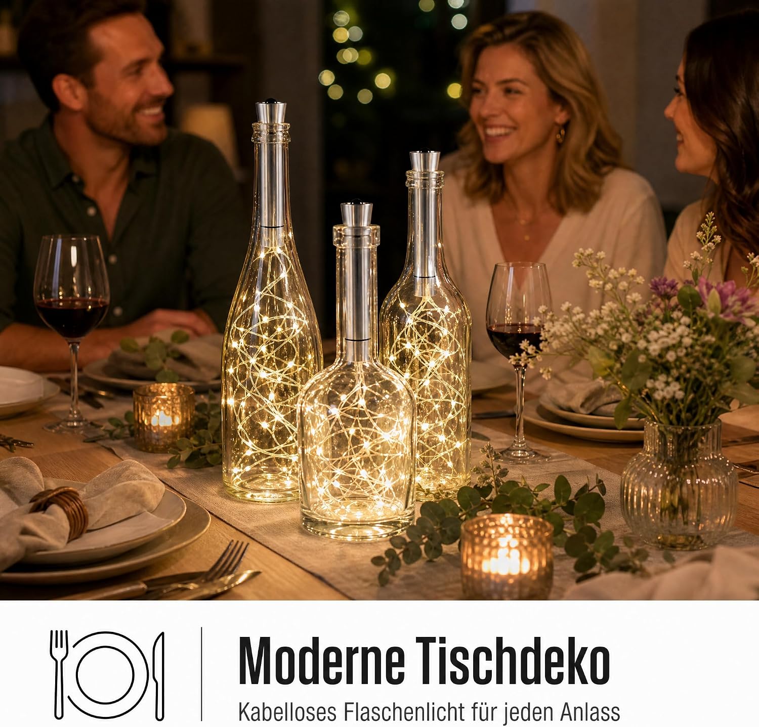 Thumbnail 4 de hellum LED Flaschen Lichterkette mit Timer – 40 Lichtquellen, 4 m, 2x AA Betrieb