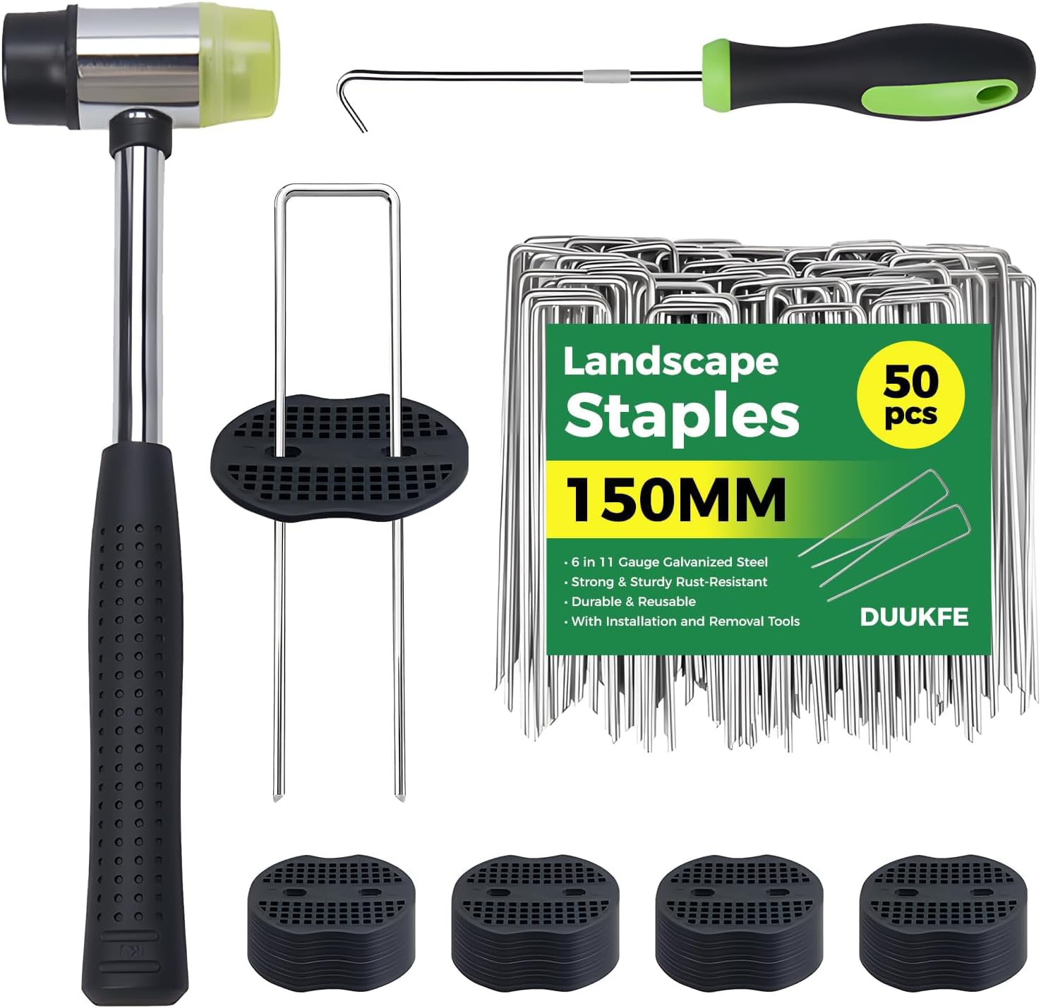 Detalle de DUUKFE LB-G-50 Landscape Staples Kit, 6-Inch Galvanized Steel Pins