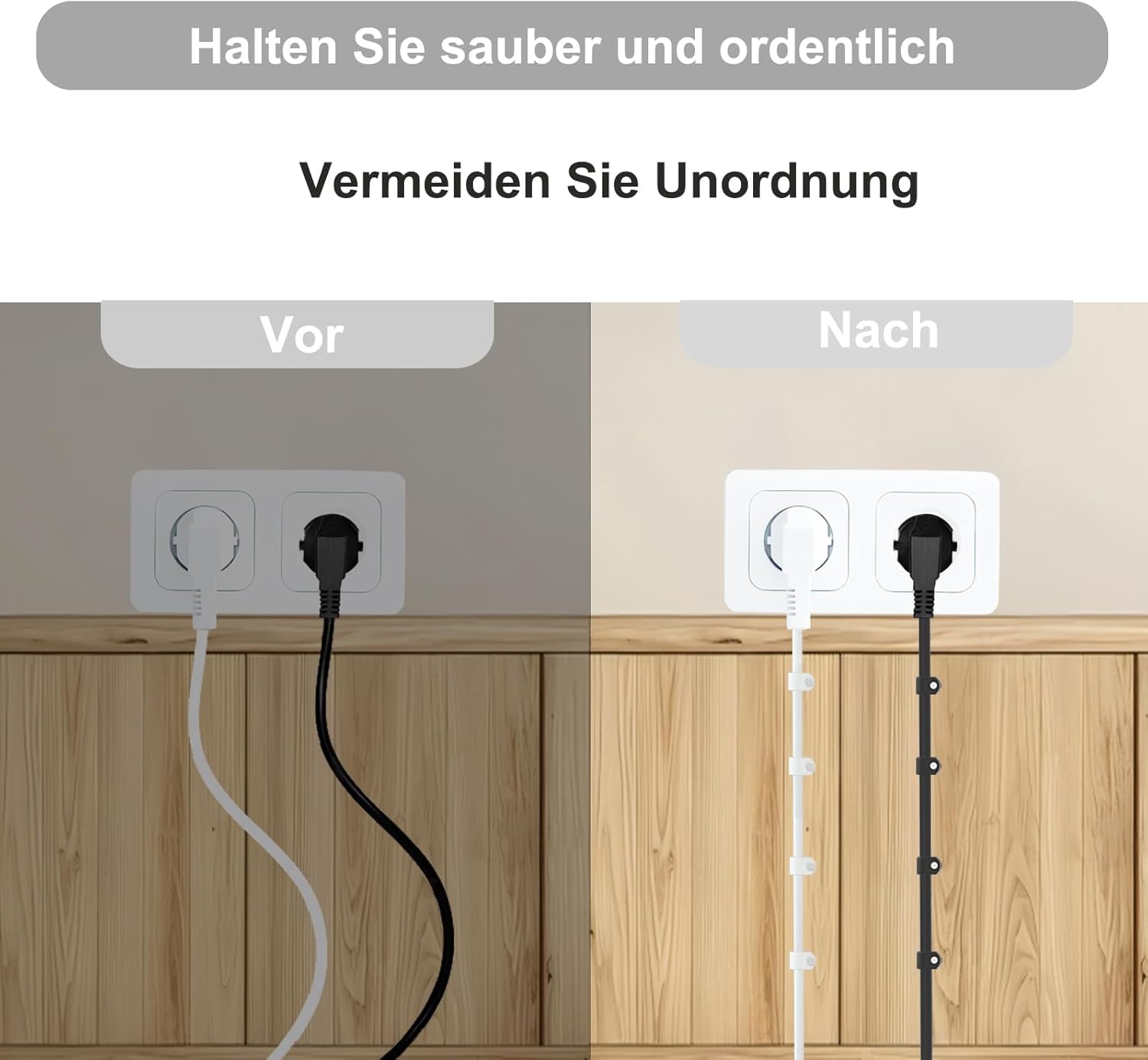 Thumbnail 2 de Temolink Kabelschellen (50 Stück) mit 304-Edelstahl-Nägeln für Kabelmanagement, 22–26 mm, schwarz