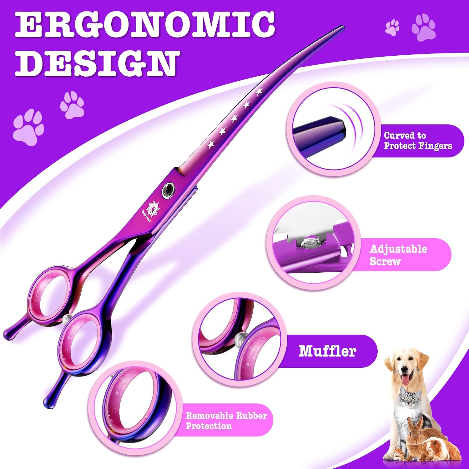 Thumbnail 3 de Dream Reach 7" Dog Grooming Scissors Kit — professional set ✂