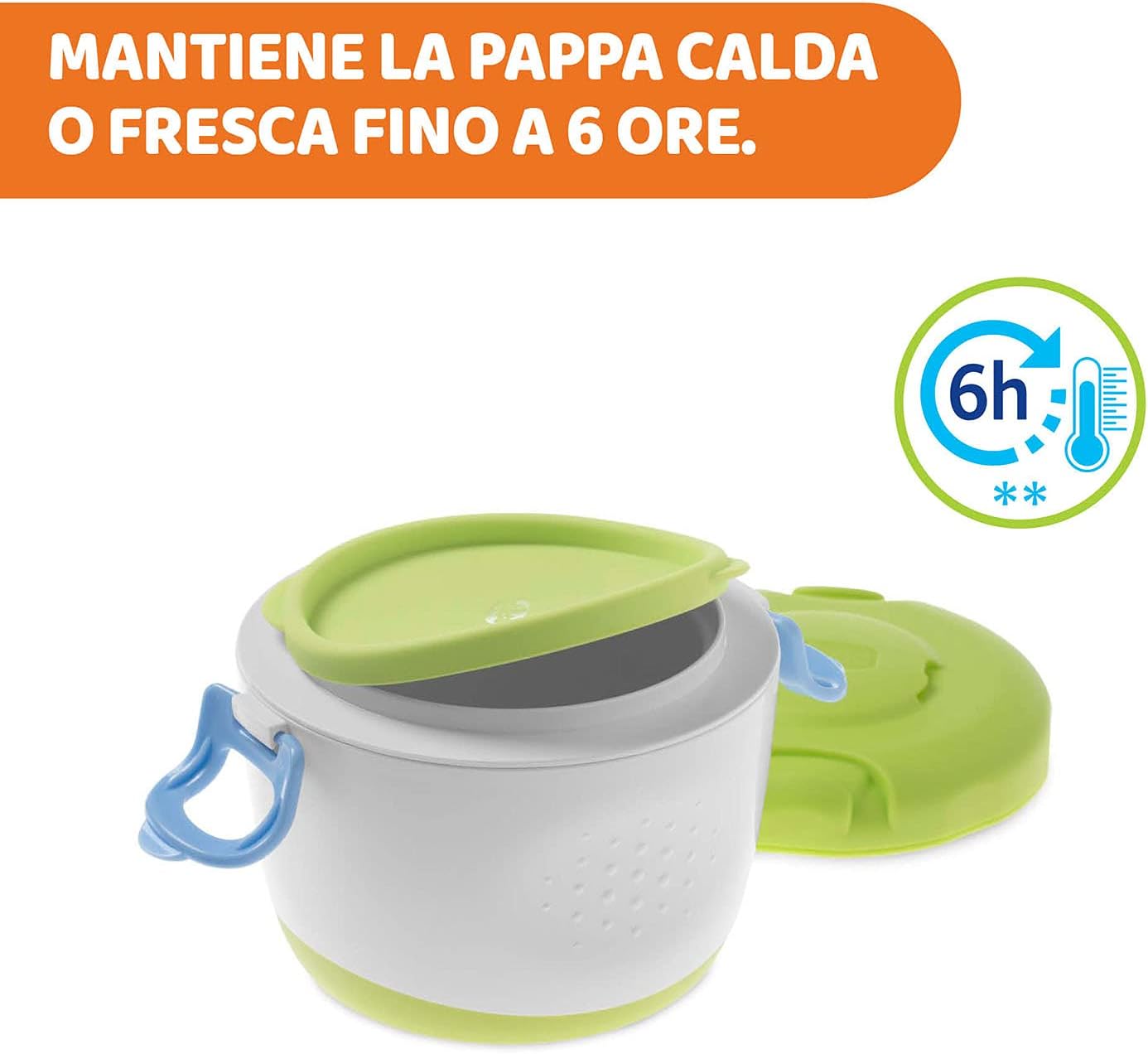 Detalle de Chicco Thermos Portapappa System Easy Meal 350 ml – kit completo per pappa calda o fredda