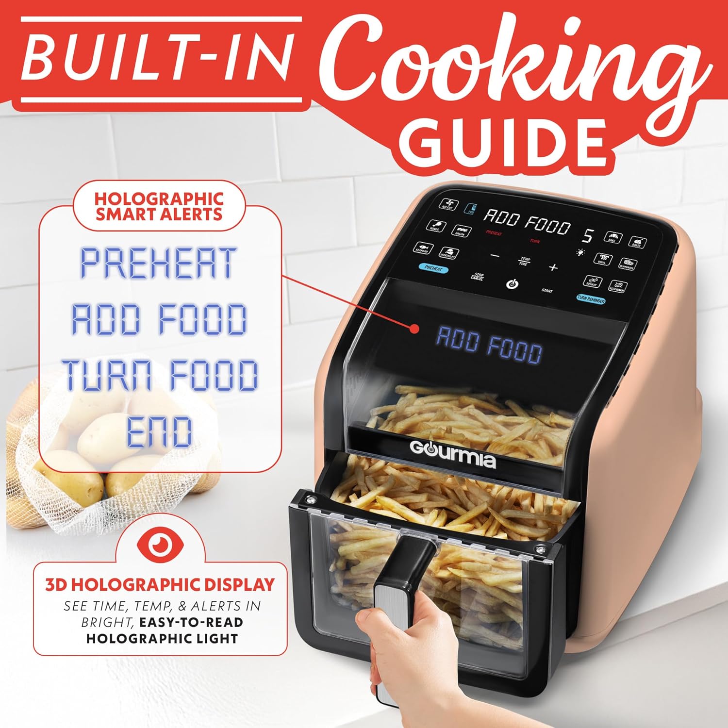 Thumbnail 5 de Gourmia Air Fryer 7 QT with Guided Cooking