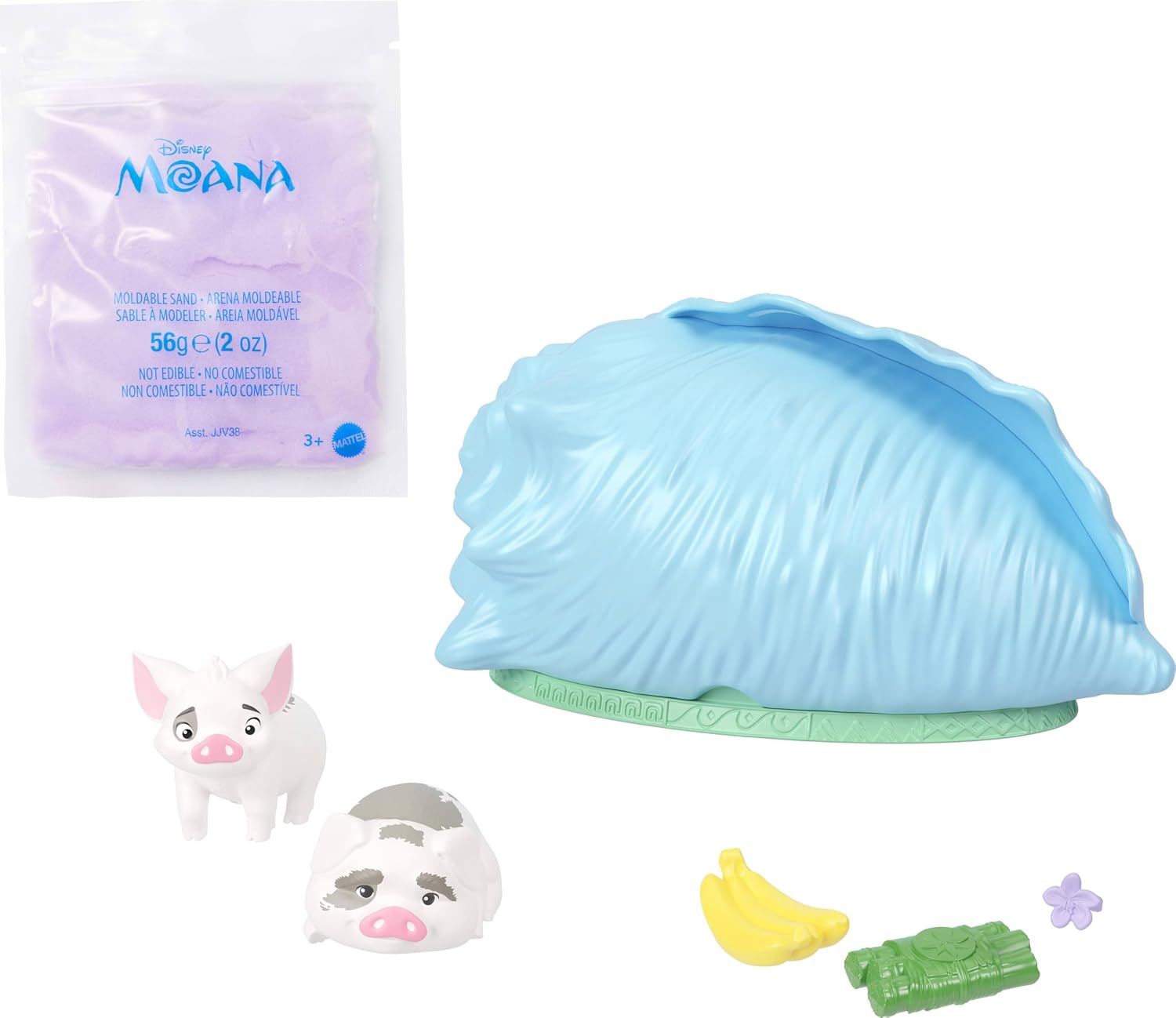 Detalle de Mattel Disney Moana Ocean Shell Reveal Surprise Playset (Small Doll or Animal Figures) with Moldable Sand