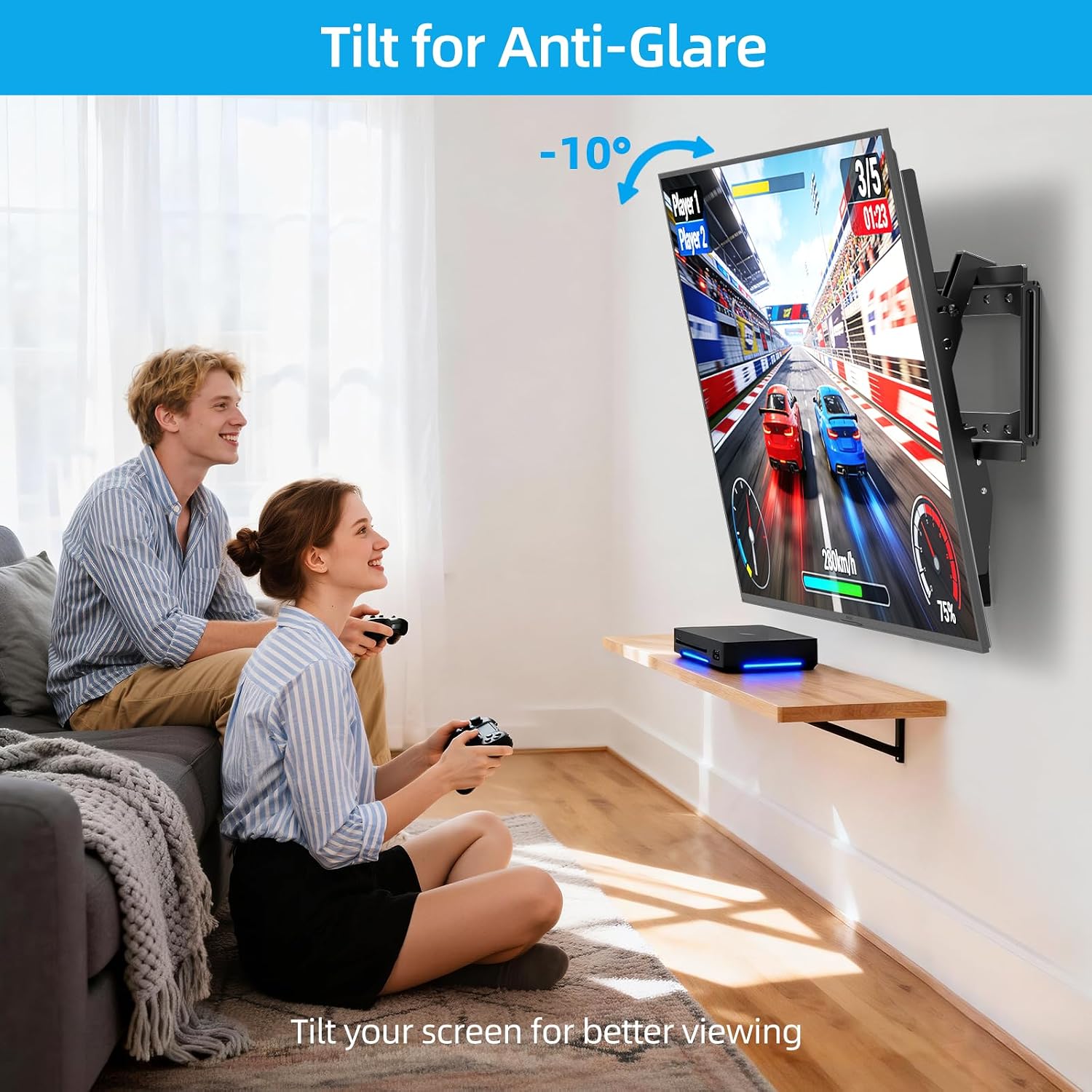 Detalle de HOME VISION HV9401 Tilt TV Wall Mount for 26-65 Inch TVs (VESA 100x100 to 400x400, 99 lbs)