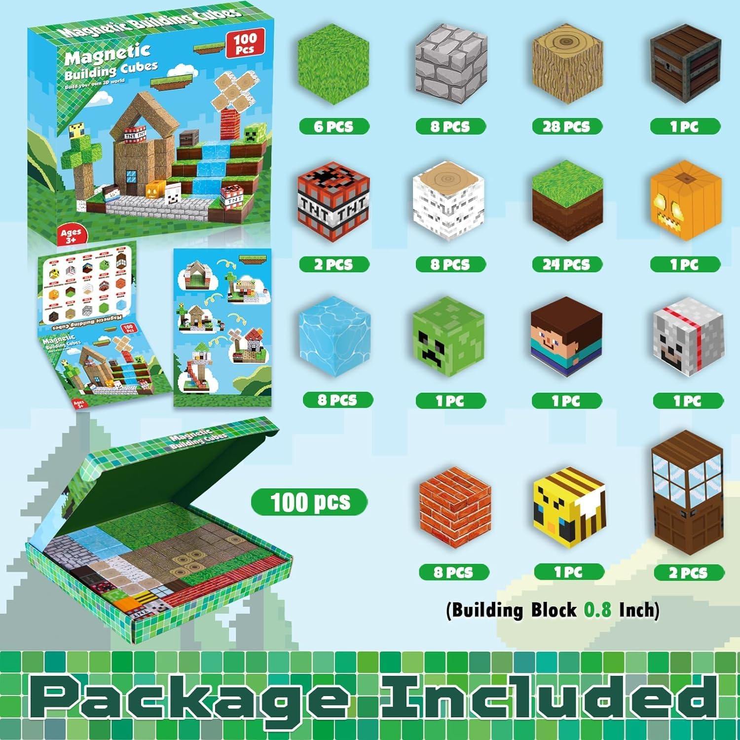 Detalle de ToyUnited Juguete 🧲 100 Bloques Magnéticos para Niños 4+ años