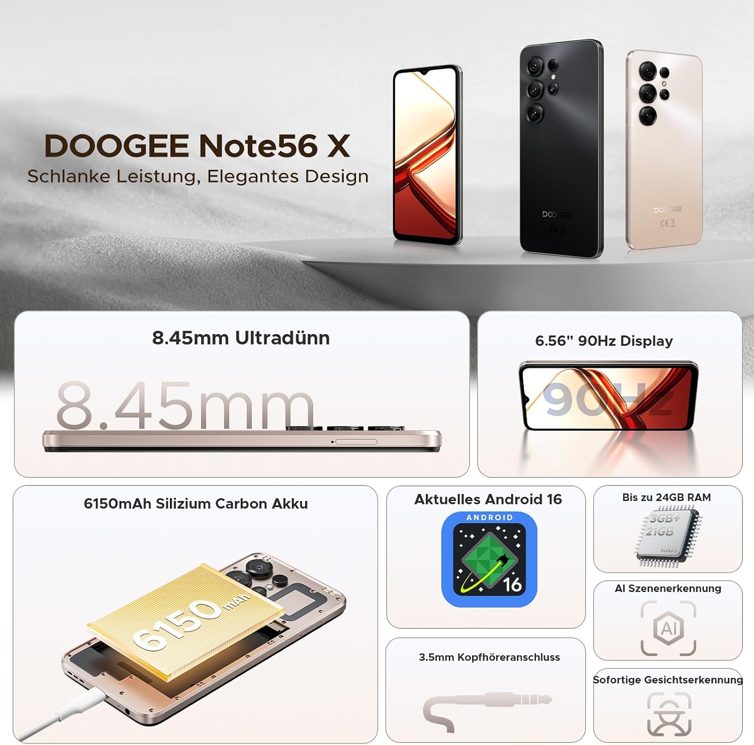 Detalle 2 de DOOGEE Note 56X Smartphone 6150mAh