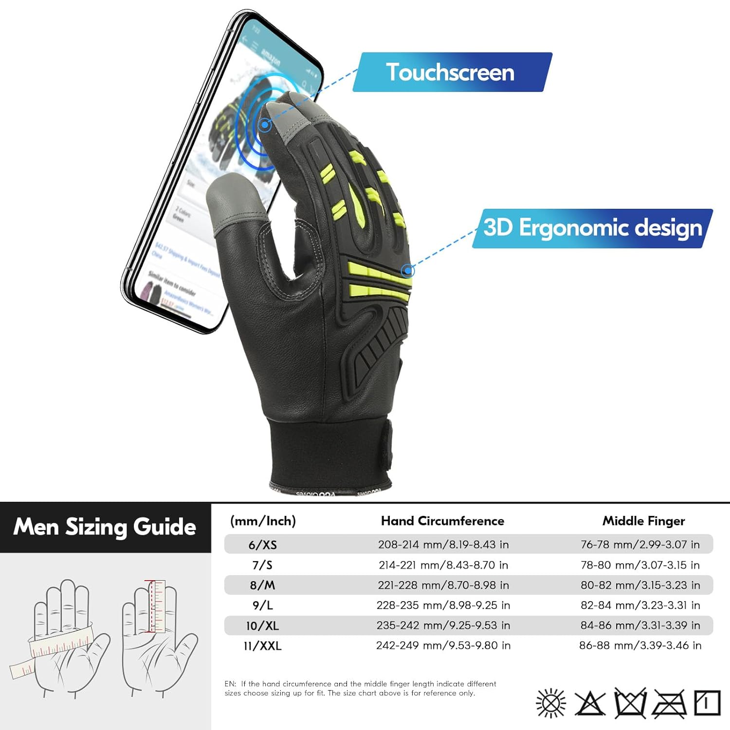 Thumbnail 5 de Vgo... Thermal Work Gloves Waterproof Touchscreen with 3M Thinsulate -20℃