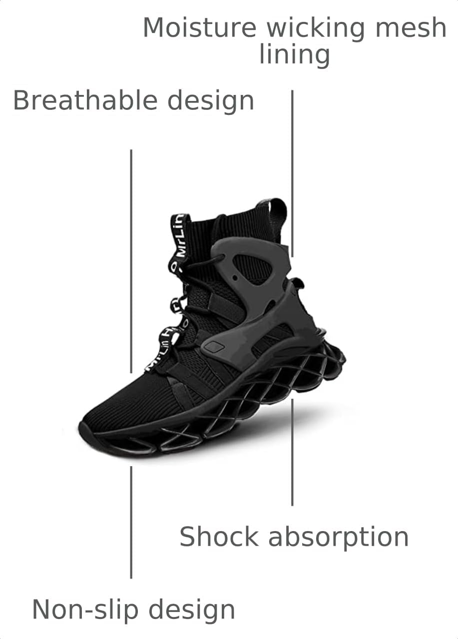 Detalle de Hello MrLin Men’s Non-Slip Athletic Running & Walking Sneakers (Mesh Blade-Type)