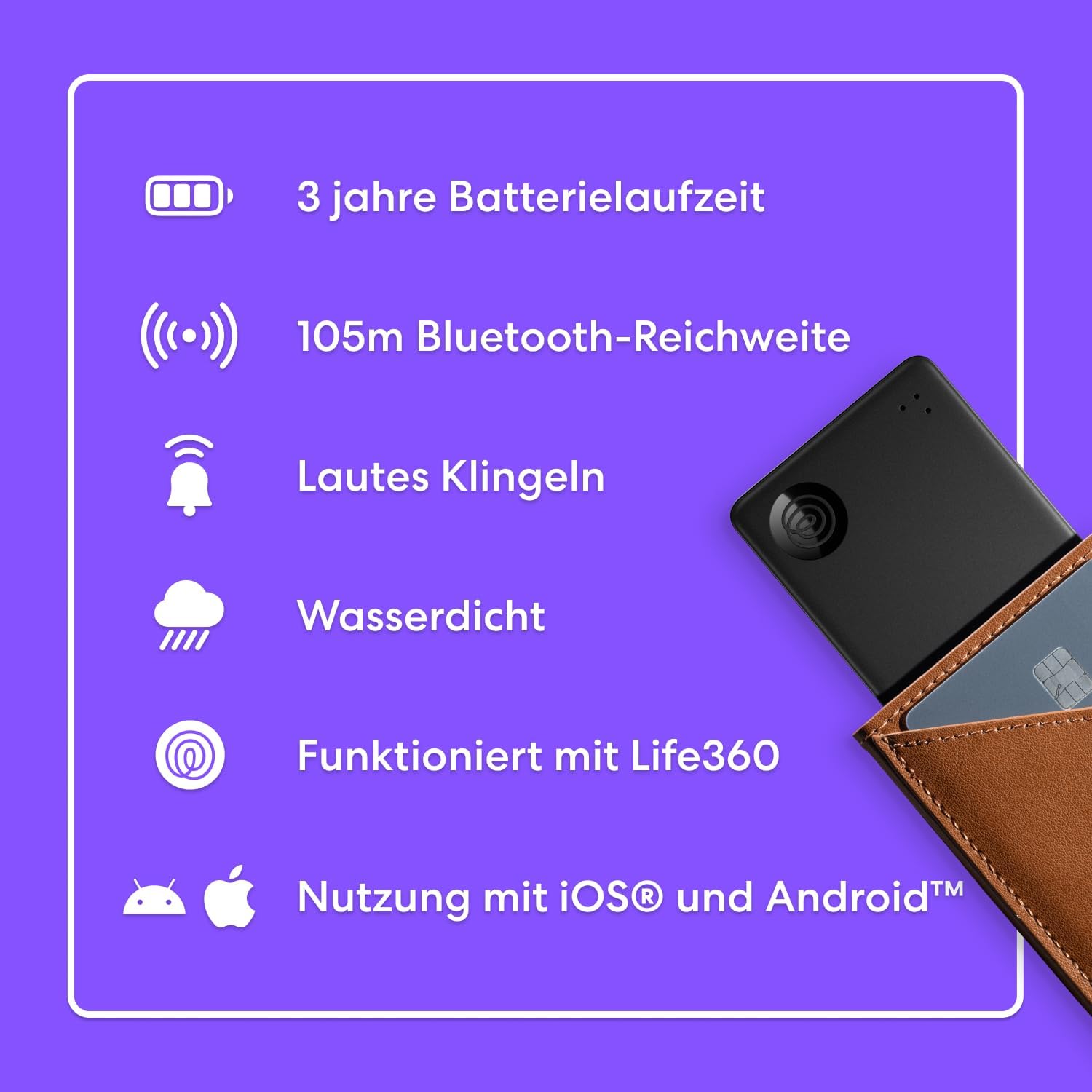 Thumbnail 6 de Life360 Tile Slim 2er-Pack – Schlanker Geldbörsenfinder & Gegenstandssucher, Bluetooth, IP68, iOS/Android