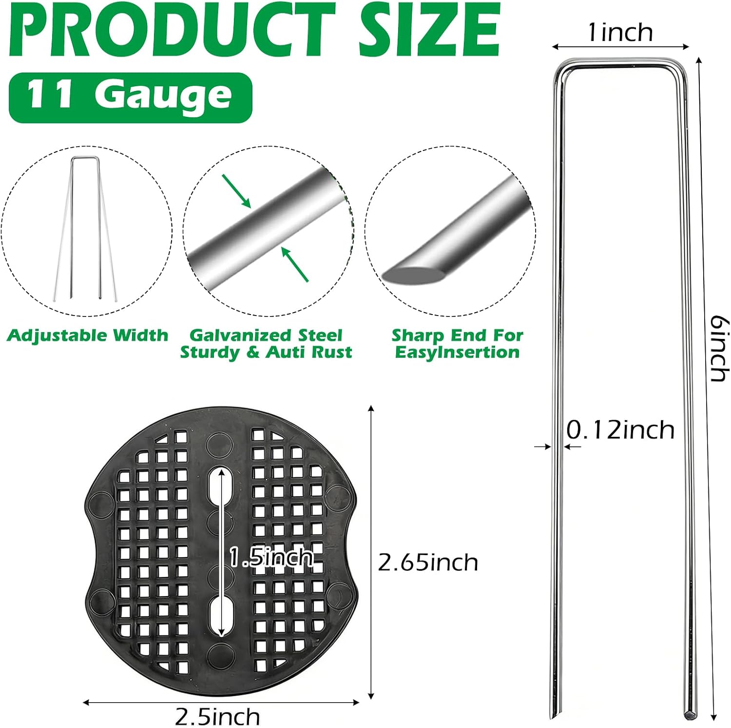 Detalle 2 de Finderomend CN U-Shaped Garden Staples, 6-Inch Galvanized Steel with Black Pads