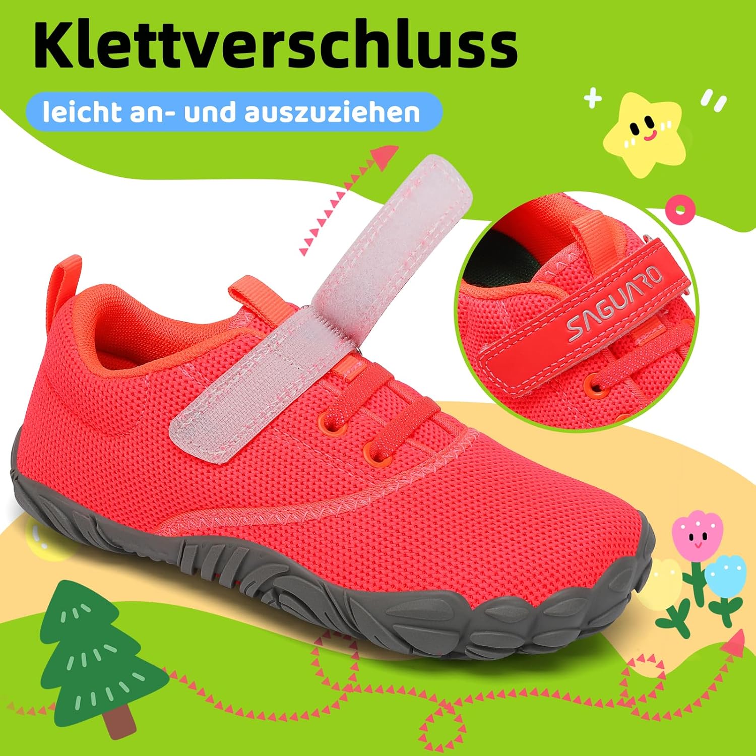 Detalle de SAGUARO Kinder Barfußschuhe Leicht rutschfest Traillaufschuhe Gr. 24-36