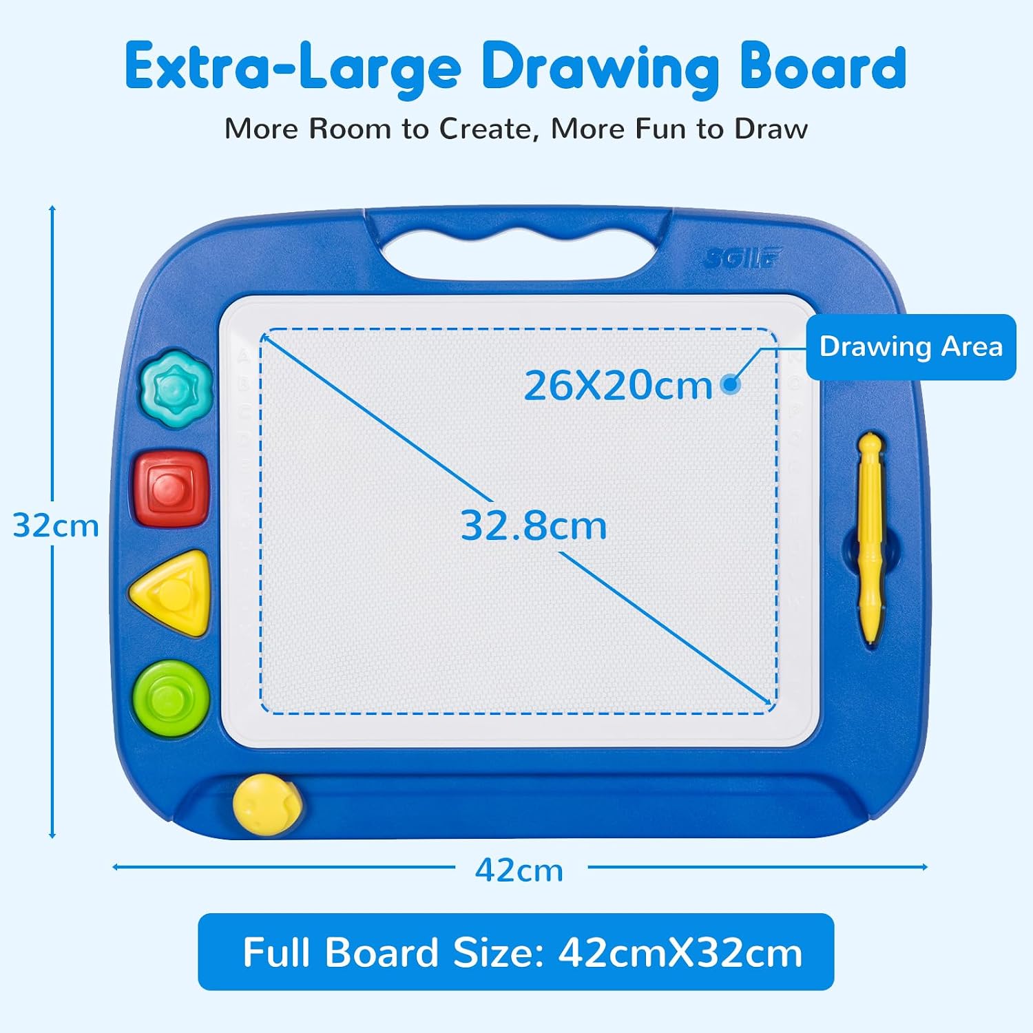 Thumbnail 1 de SGILE SE220086BU magnetische tekentafel 42 x 32 cm met magnetische stempels
