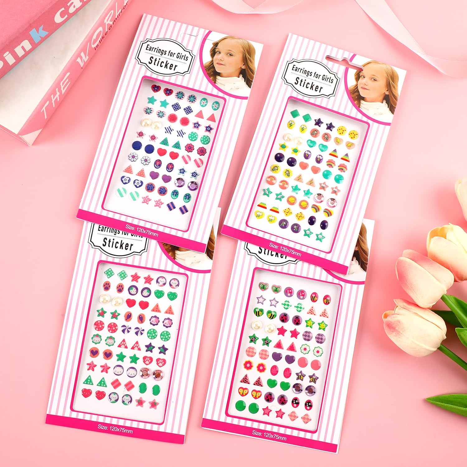 Thumbnail 1 de AUGSUN 954621 Stick-On Earrings, 240 3D Glitter Gems on 4 Sheets