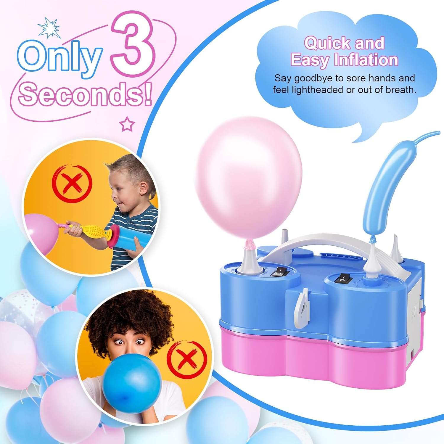 Thumbnail 2 de Dagelar 3-in-1 Electric Balloon Pump: Portable, Dual-Mode Inflator for Balloons, Floats, and More