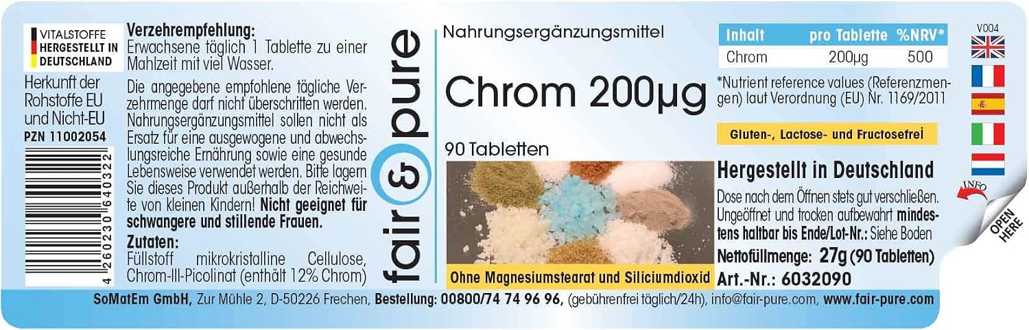 Thumbnail 1 de Fair & Pure Chrom 200 µg, 90 Tabletten – schluckfreundlich, vegan, deutsche Herstellung