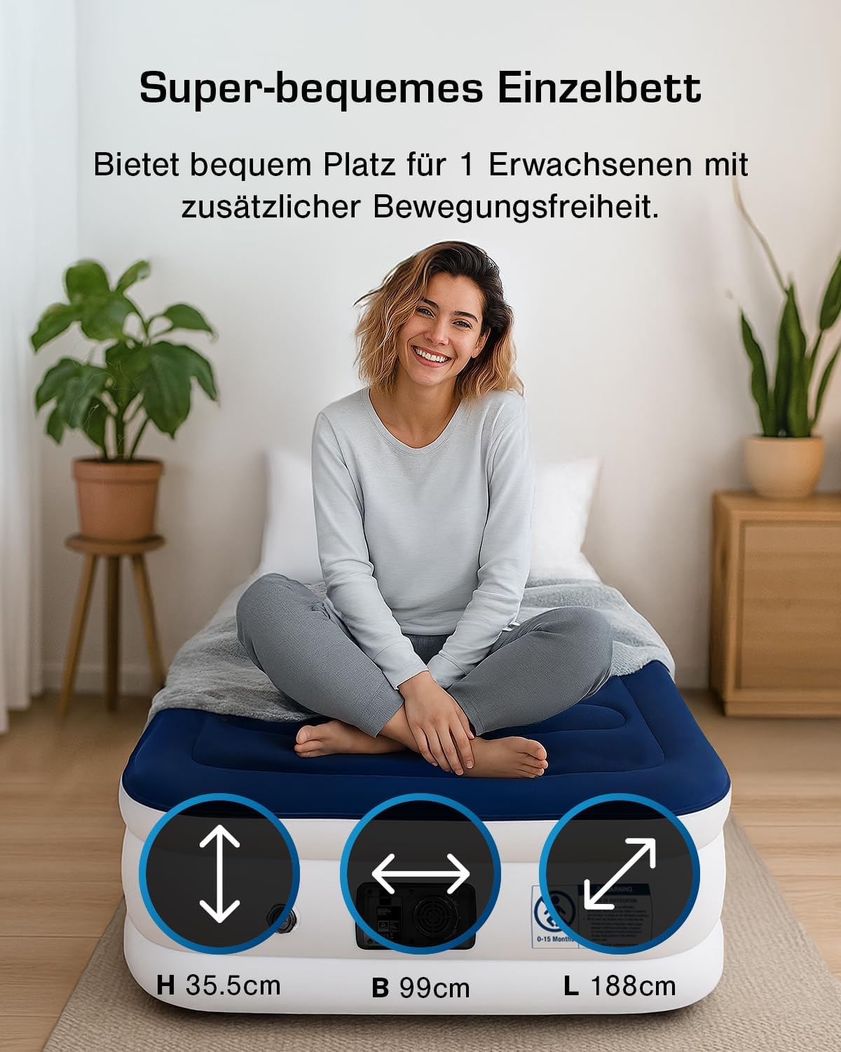 Detalle de Active Era Luftmatratze 1 Person 99×188×36,5 cm mit Elektro-Pumpe