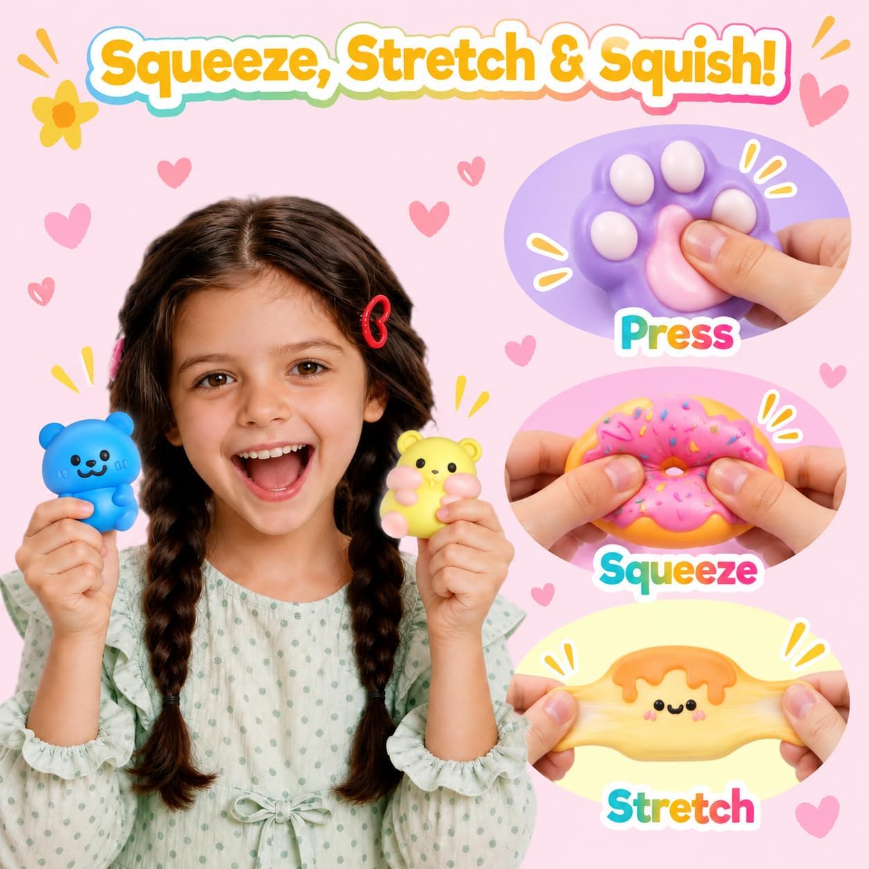 Detalle 1 de AMOSTING SQU01 Taba Squishy Making Kit with 8 Silicone Molds and 9 Colors