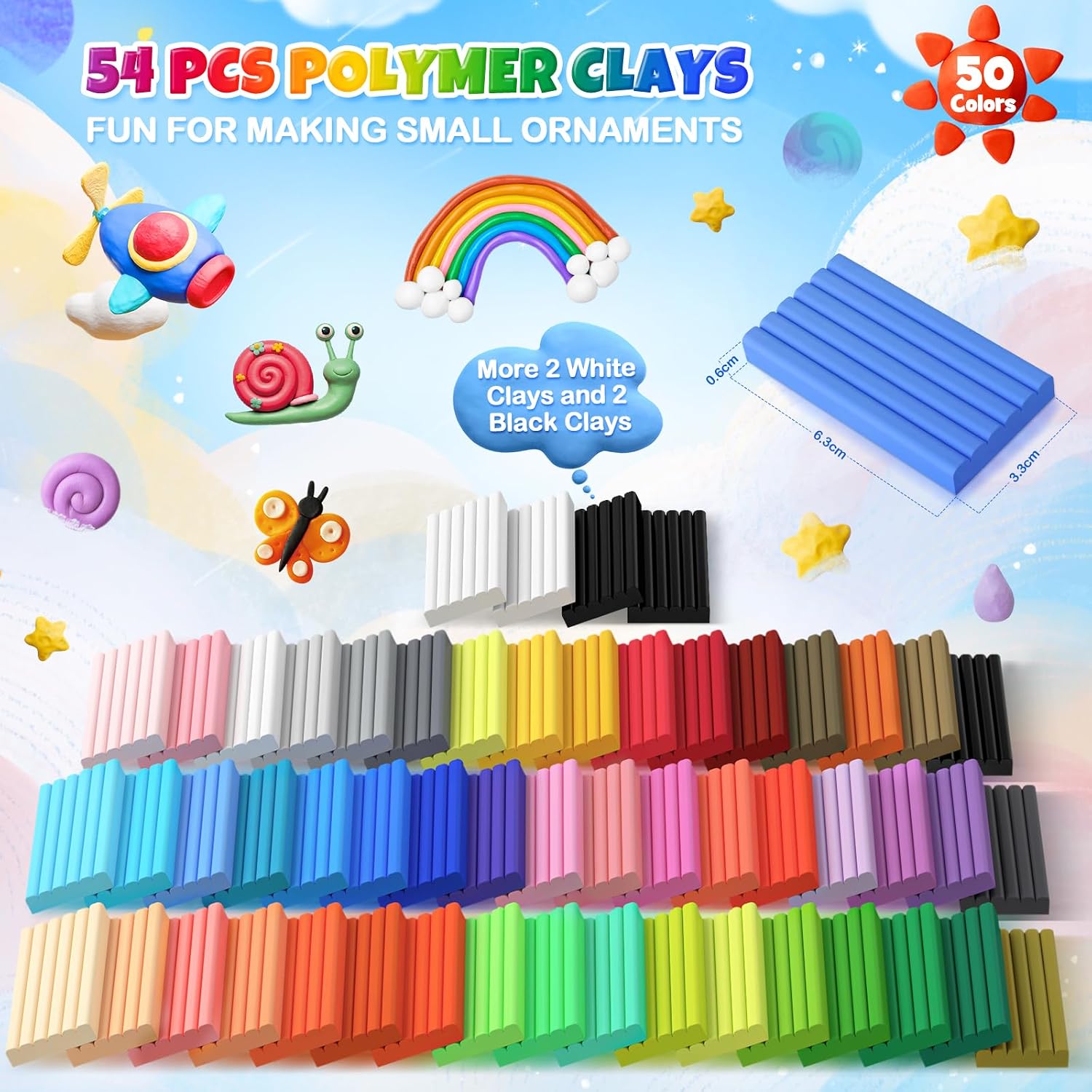 Thumbnail 1 de Bridokit 54 Stück Knete Kit – Polymer Clay Set mit 19 Modellierwerkzeugen und 2 Formen für Ohrringe, Haarspangen & mehr