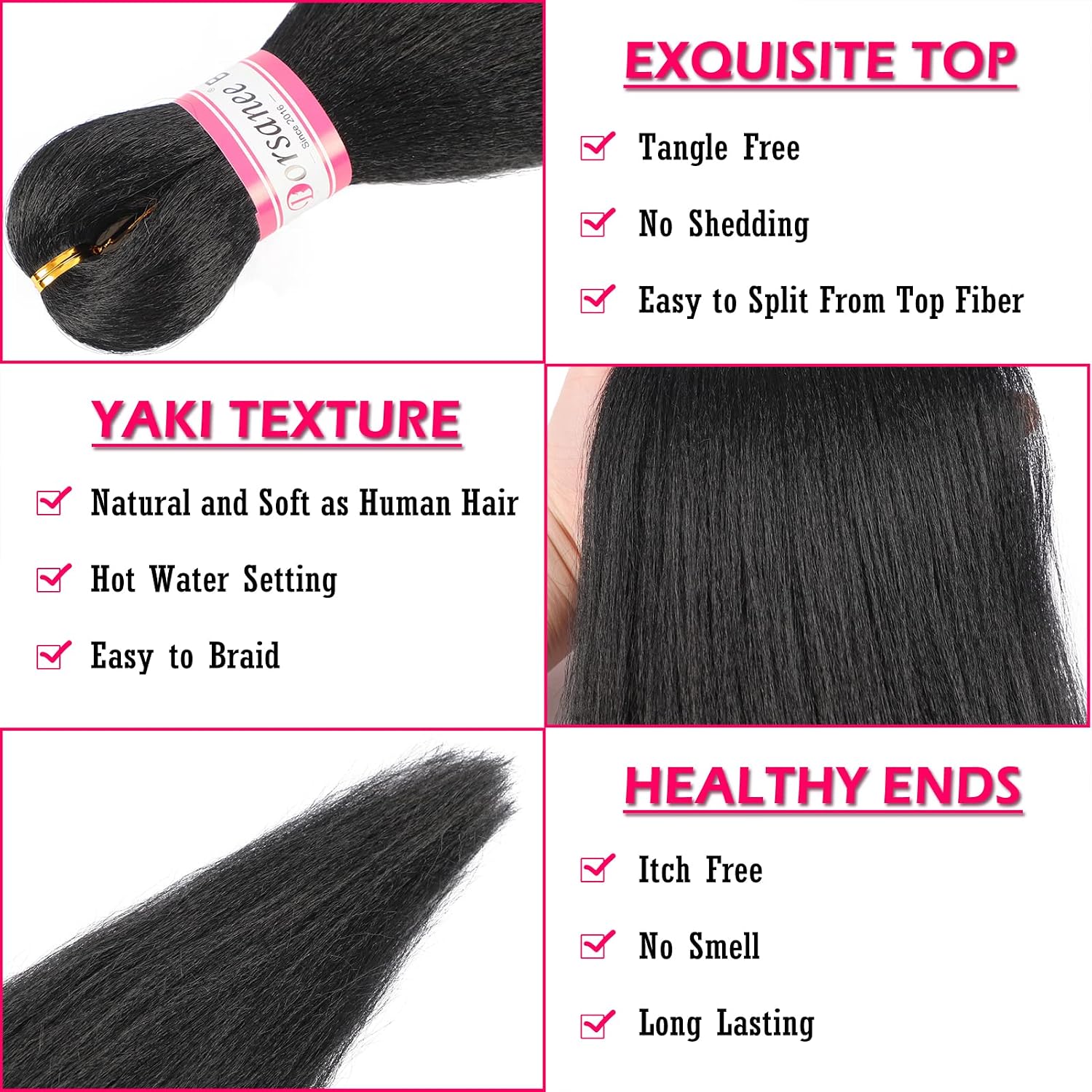 Thumbnail 2 de Pre Stretched Braiding Hair Extensions Natural Black 16 Inch, 8 Packs – Soft Yaki Straight Crochet Braids