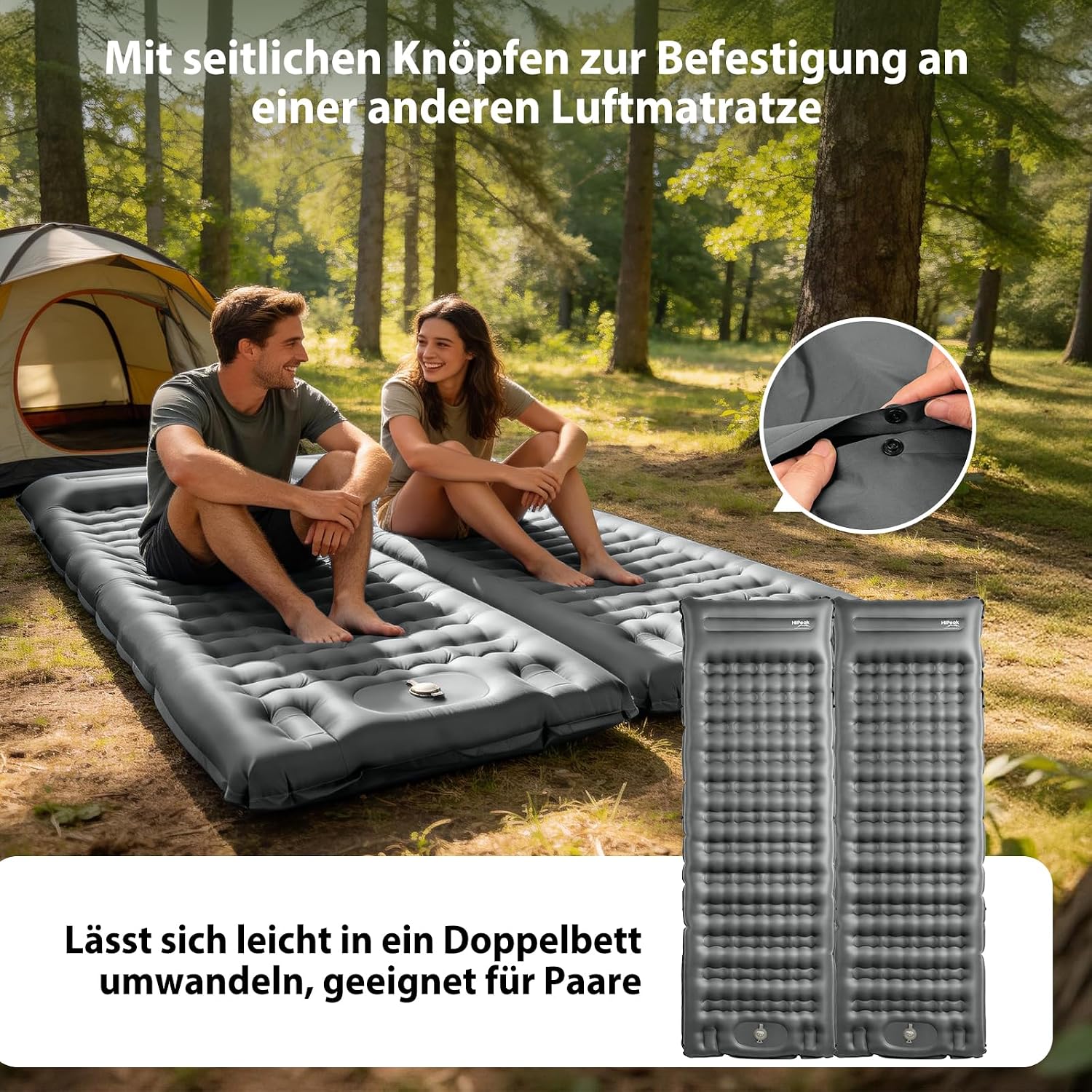 Detalle de HiiPeak Ultraleichte Isomatte aufblasend – Schlafkomfort für Camping (12 cm Dicke, integrierte Fußpumpe)