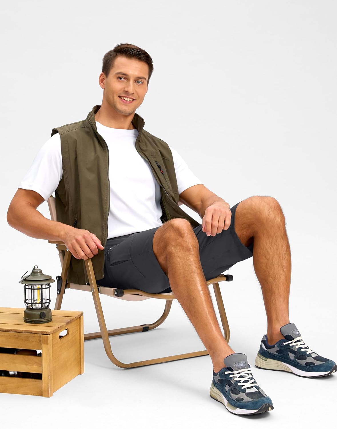 Thumbnail 6 de Pudolla Men’s 9-Inch Hiking Cargo Shorts with 5 Zipper Pockets (Lightweight, Quick-Dry, UPF 50+)