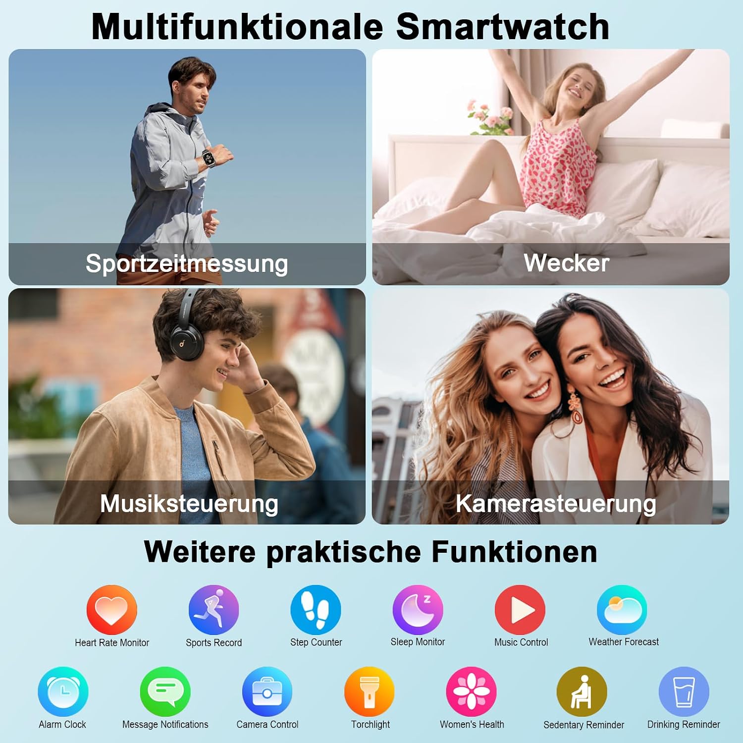 Thumbnail 6 de Jugeman Smartwatch Herren GPS – Militärqualität, 2,06" HD Display, IP68, 110+ Sportmodi