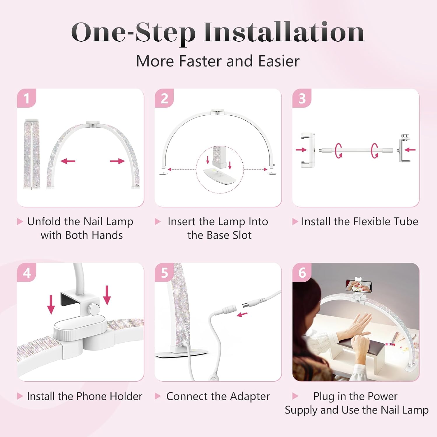 Detalle 1 de Yokilly F-700A Half Moon Nail Desk Light, Foldable LED with 3 Color Modes