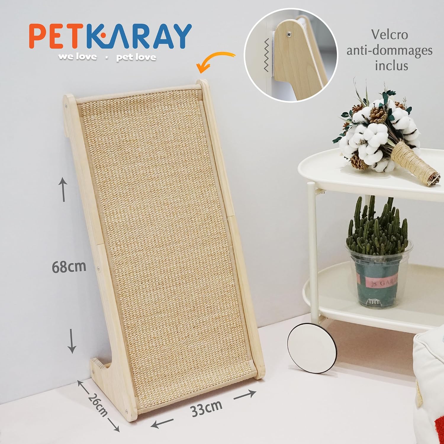 Thumbnail 1 de PETKARAY Griffoir pour chat en forme de L avec sisal naturel et fixation murale
