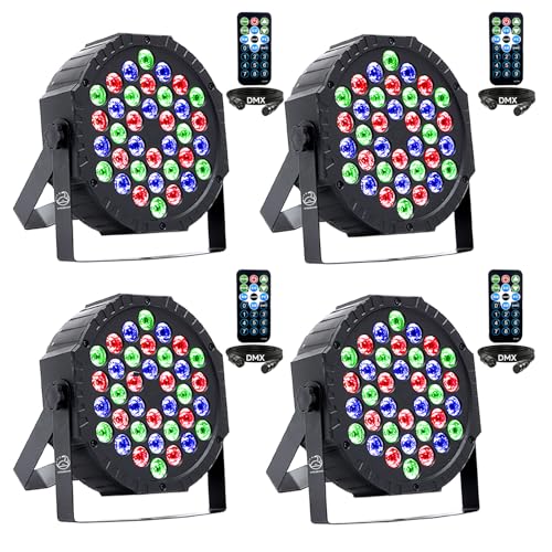 Detalle de VYmaksran Faretto LED Par 36 RGB – set da 4, DMX512 e telecomando per palco e feste