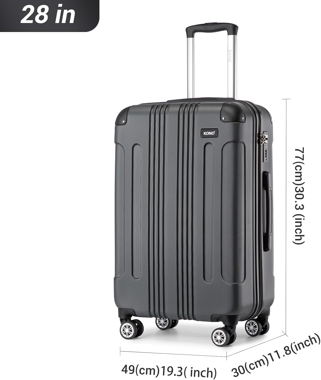 Thumbnail 1 de Kono 28 Inch Large Hard Shell Luggage | ABS+PC, 105 L, 360° Spinner wheels