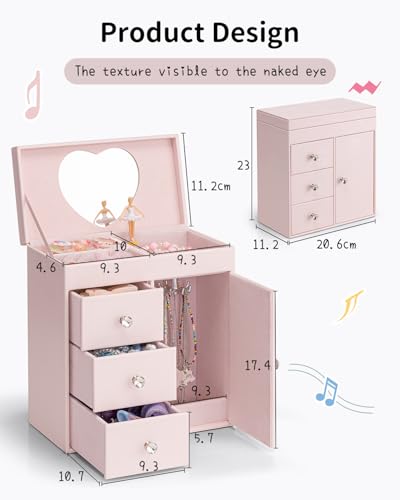 Thumbnail 7 de VLANDO Boîte à bijoux fille avec boîte à musique – un cadeau élégant et fonctionnel