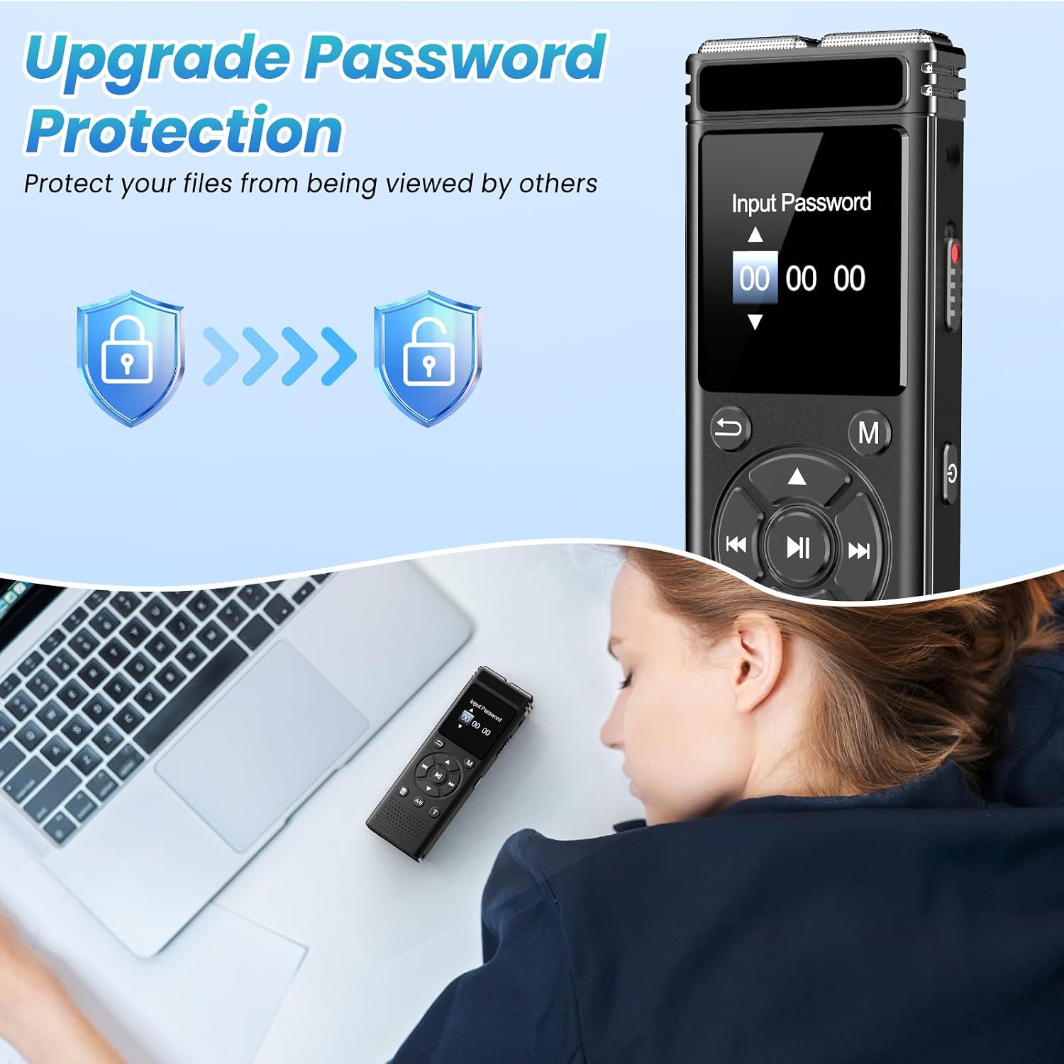 Detalle de Tonfarb A20 Digital Voice Recorder, 136GB, Voice Activation and A-B Repeat