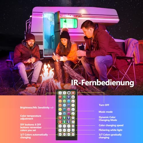 Detalle de Mexllex Ruban LED 15M RGB – Bande LED Bluetooth, Télécommande IR et APP, éclairage décoratif performant